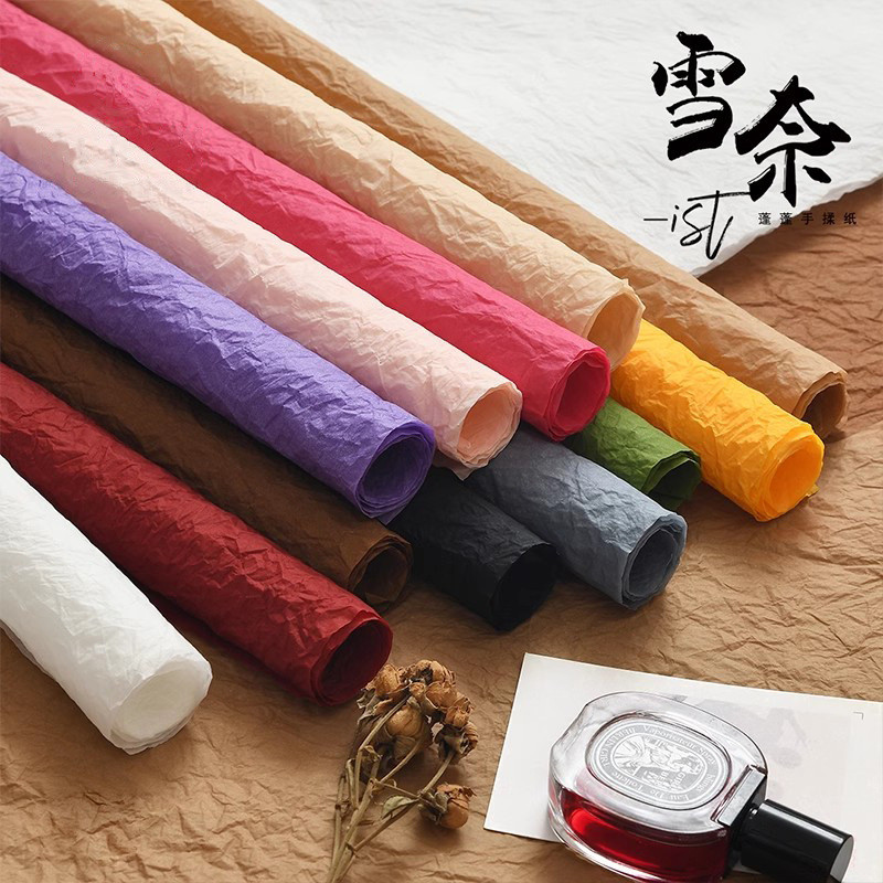 Xue Naipong Papel Fofo Mão Amassar Papel Buquê de Flores Papel de Embrulho Padrão de Pedra Papel Nativo Plissado Flor Pa