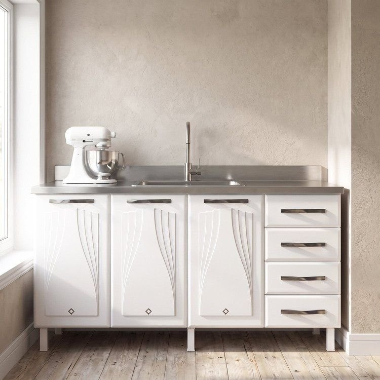 Balcão de Cozinha Aço Triplo Star New Branco Branco