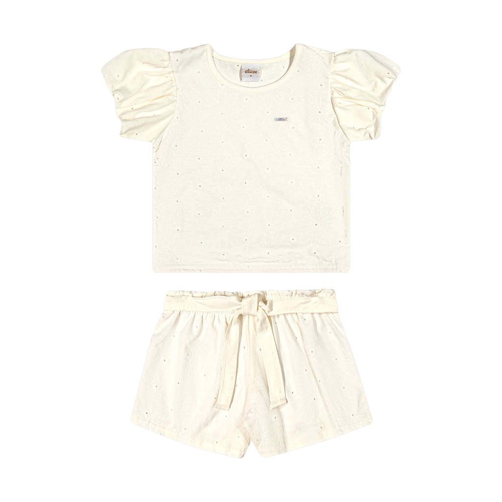 Conjunto Infantil Menina Devorê Floral Elian Bege — imagem 2 de 2