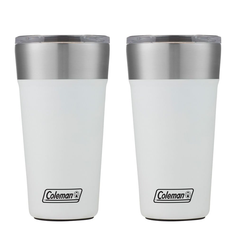 Kit com 2 Copos Térmicos com Tampa 600ml Branco Coleman