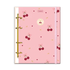 Caderno Argolado Colegial 80fls Cherry Lovers - CADERSIL Capa:Cerejas