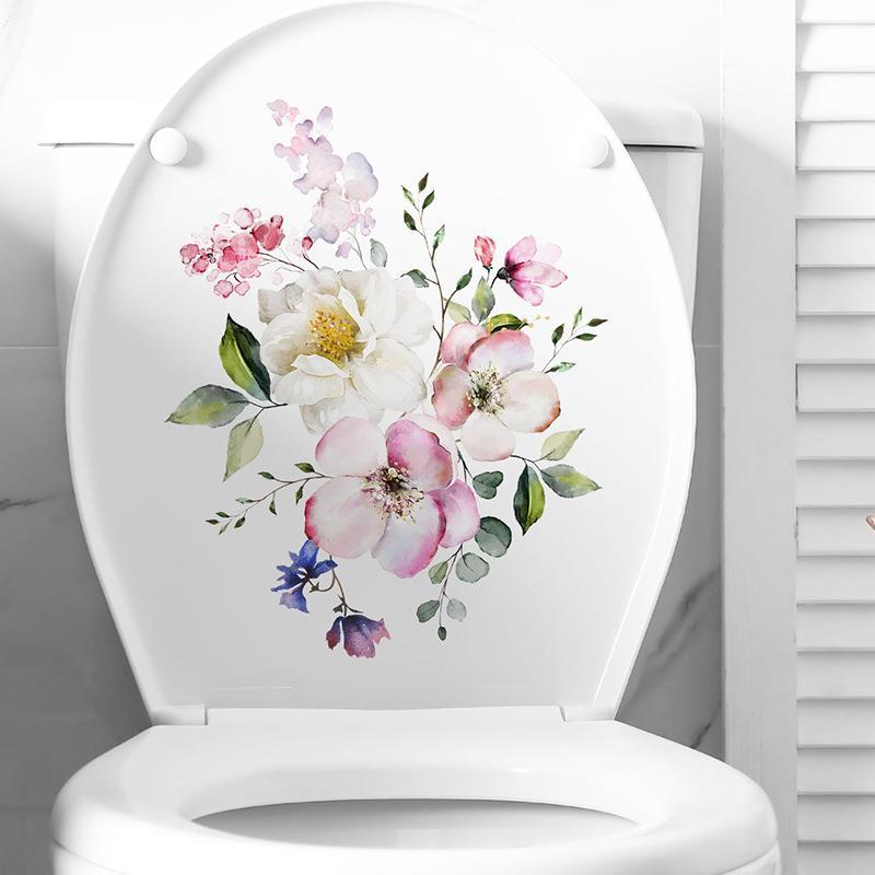 Um conjunto de 1/3 folhas de adesivos de parede criativos para banheiro, capa de vaso sanitário, à prova d'água, buraco 