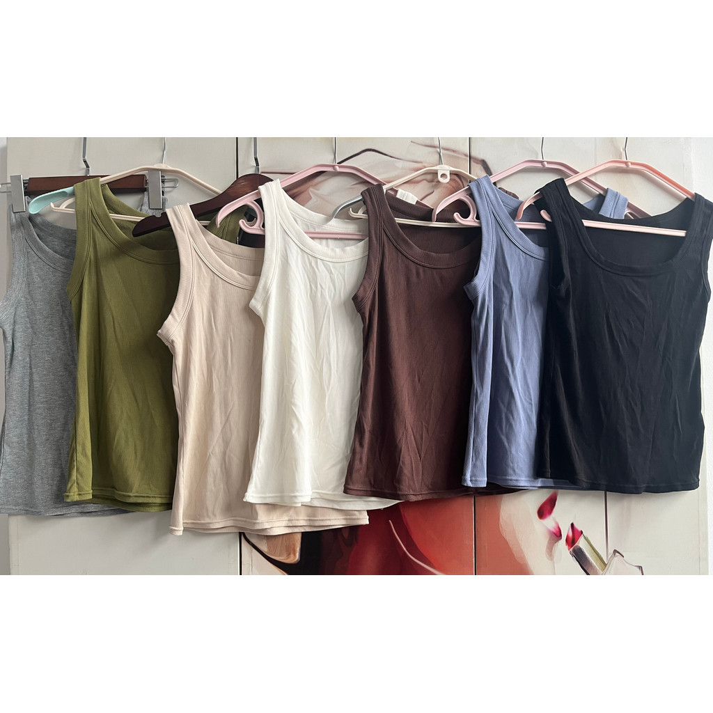 Estilo básico U-pescoço colete feminino capa seios fino-ajuste mais magro olhar elástico All-Match sem mangas interior o