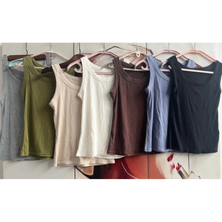 Estilo básico U-pescoço colete feminino capa seios fino-ajuste mais magro olhar elástico All-Match sem mangas interior o