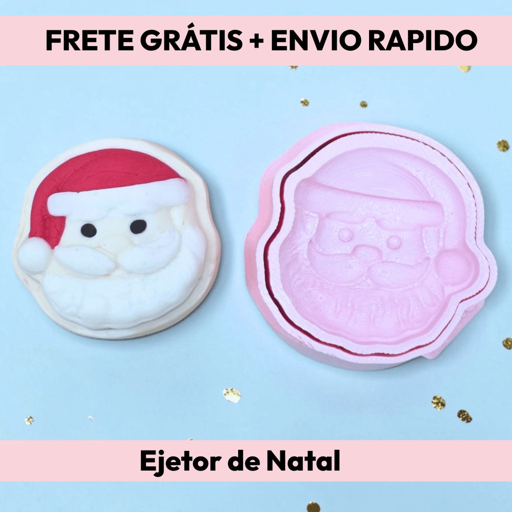 Modelador Ejetor Realista Rosto Papai Noel para Brigadeiro, Doce, Massa e Biscoito