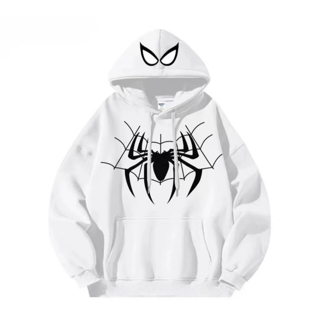 Casaco com capuz estilo retro americano, com o tema do Homem-Aranha, unissexo, de corte folgado, ideal para casais, para