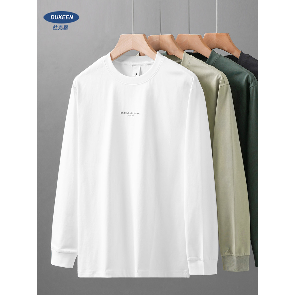 Dukeen 270G pesado camiseta de manga comprida das mulheres dos homens primavera outono americano carta impressão em torn