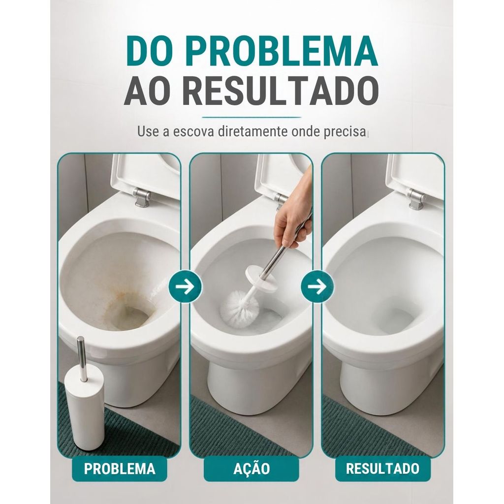 Escova de Vaso Sanitário Banheiro Privada Branco Fosco — imagem 2 de 2