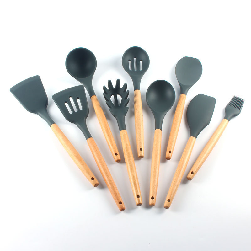 Colher de sopa de espátula de Silicone não machuca o conjunto de colher de espátula resistente a altas temperaturas colh