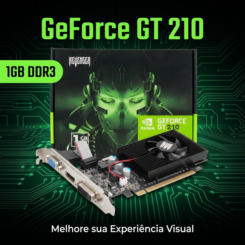 Placa De Vídeo Nvidia Gddr3 200 Series Gt 210 Revenger 1gb