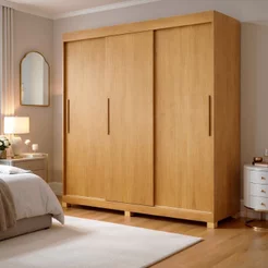 Guarda-Roupa Casal 3 Portas de Correr 4 Gavetas Flex com Pés MDF Melissa Marrom/Cinamomo Não