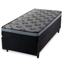 Cama Box Solteiro com Colchão Mola Safira Spec Preto Hellen Colchões