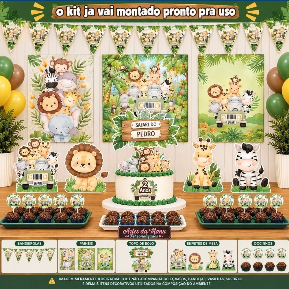 Kit festas Safari, Animais, baby Só um Bolinho decoração, festa em casa, aniversário, Mêsversário