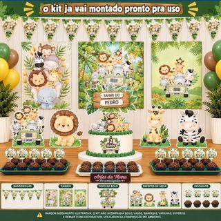 Kit festas Safari, Animais, baby Só um Bolinho decoração, festa em casa, aniversário, Mêsversário
