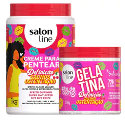 Kit Salon Line Cachos Ostentação Creme De Pentear 1kg + Gelatina Todecacho 550g