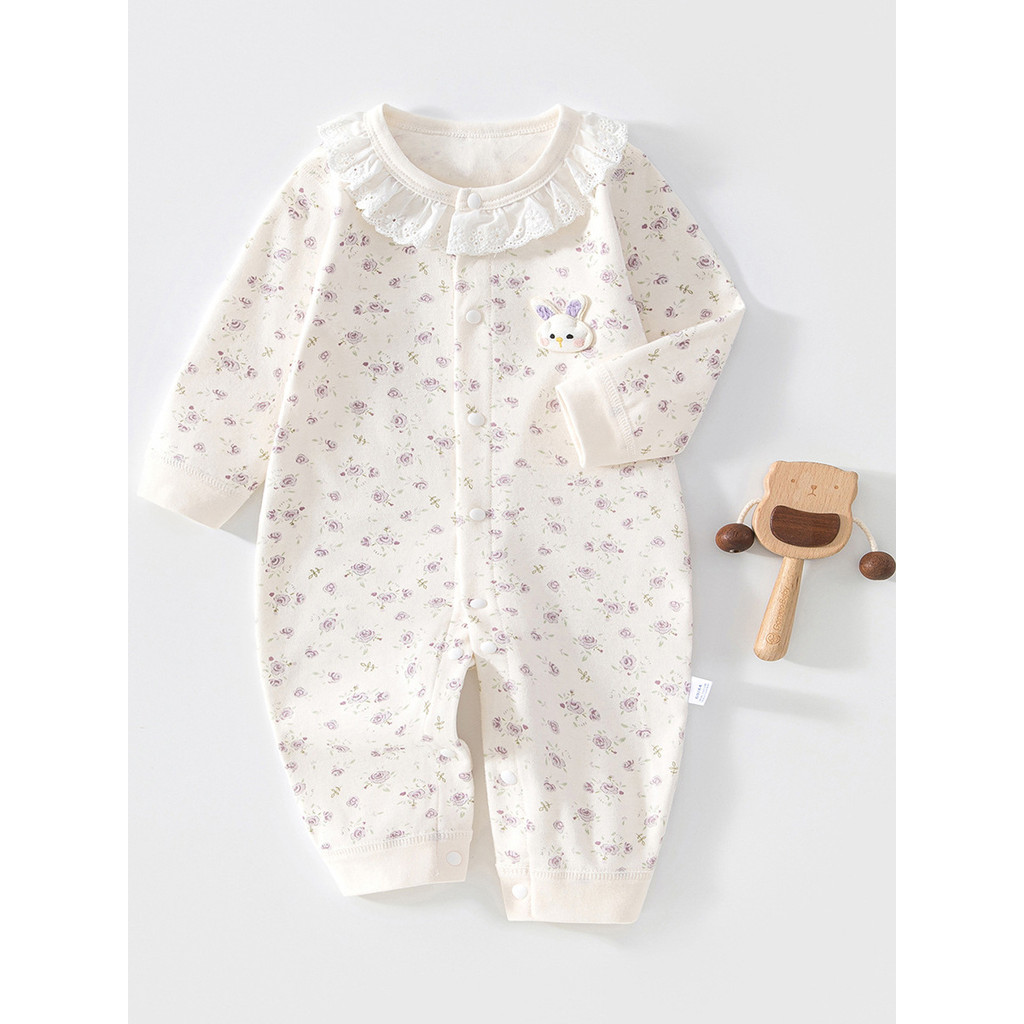 Macacão de bebê puro algodão roupas recém-nascidos primavera outono roupas meninas Floral Bottoming roupa interior do be