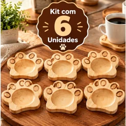 Kit Pires de Patinha Madeira Pinus com 10 cm Café Chá Mesa Posta Cozinha Casa