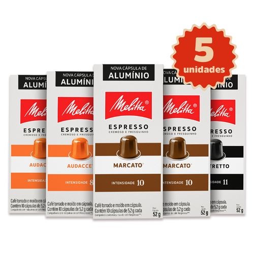 Kit 50 Cápsulas de Café Melitta® – 30 Marcato®, 20 Audacce® e 10 Ristretto