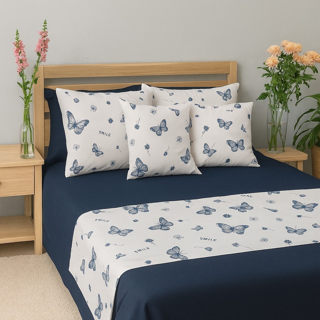 KIT 3 PC ENFEITE DECORACAO CAMA POSTA PESEIRA + 2 Capa de Almofada KING QUEEM PADRAO ALGODAO QUARTO