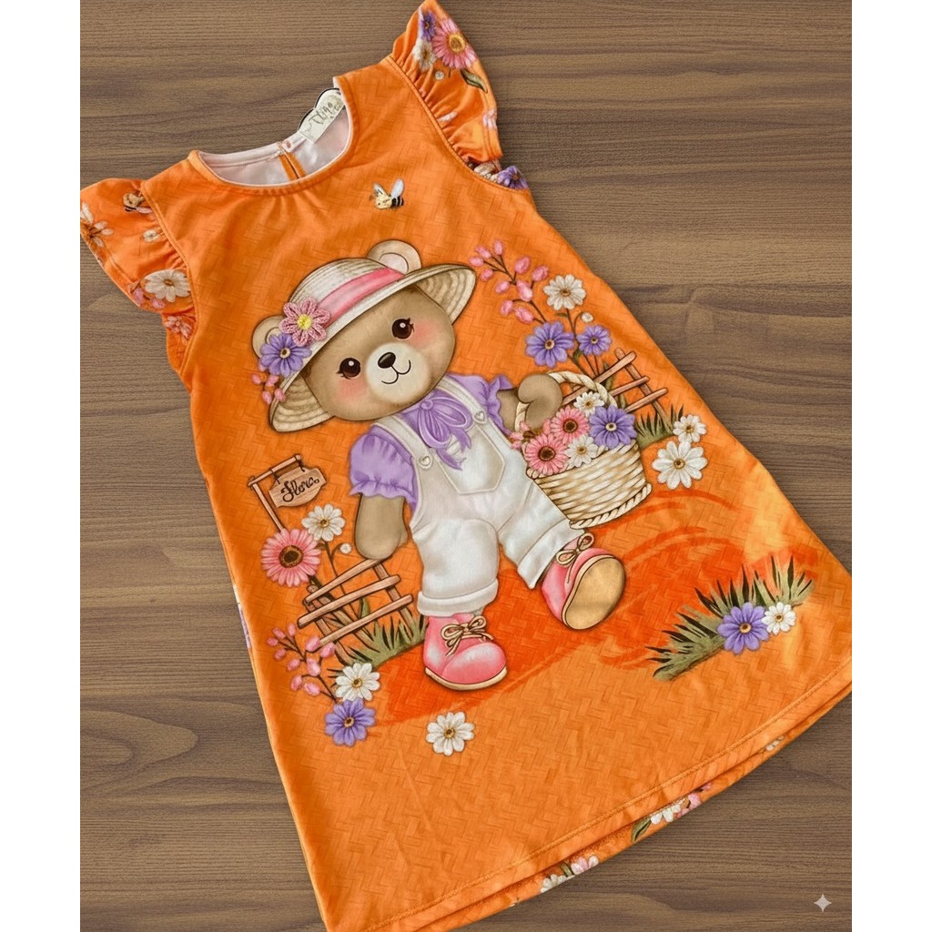 Vestido Infantil Menina ursinho Verão Malha Fresh 82918 Infanti