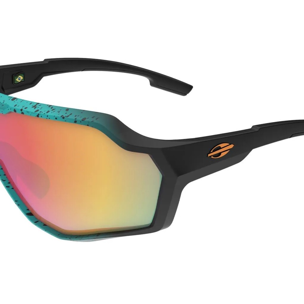 OCULOS SOL MORMAII ESPORTIVO BRAVUS AZUL TURQUESA LENTE FUMÊ VERMELHO ESPELHADO