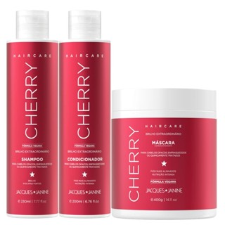 Kit Jacques Janine Hair Care Cherry Cereja Shampoo 230ml Condicionador 200ml Máscara 400g em Oferta na Shopee