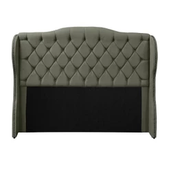 Cabeceira Orquídea Veludo Amêndoa Casal Conforto Elegância Luxo 140cm Madeira