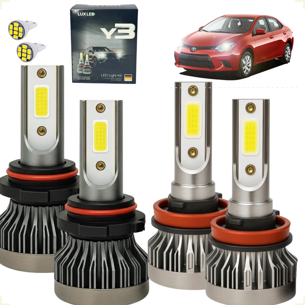 Lâmpadas Ultra Led Y3 22000 Lúmens Pingo T10 Alto Baixo Milha Kit HB3 H11 H16 Corolla 2015 até 2017