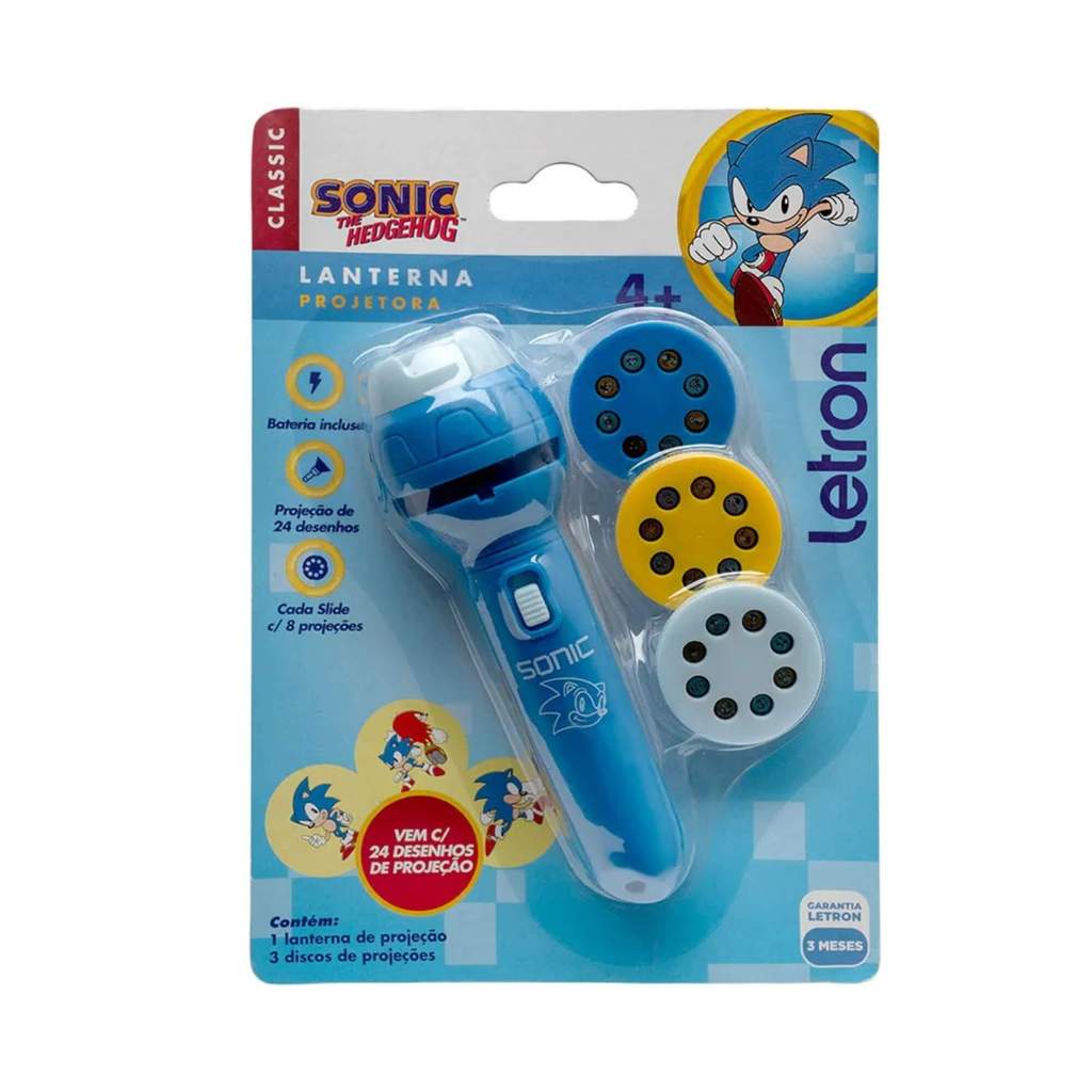 Brinquedo Infantil Lanterna Projetora Sonic + Slides Letron Leo&Leo Leonora - 10463 em Oferta na Shopee