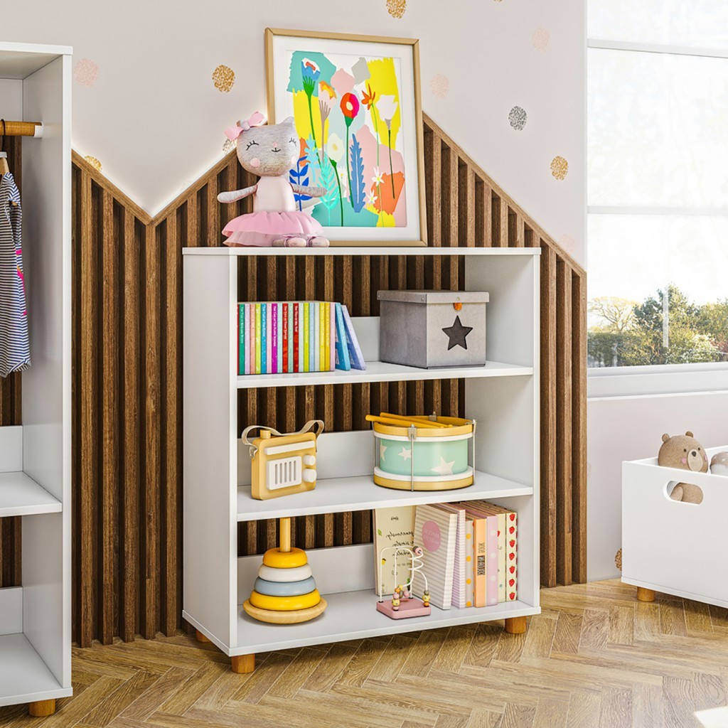 Estante Montessoriana p/ Quarto infantil - Brinquedos - Multiuso - Branca - Olivar Móveis em Oferta na Shopee
