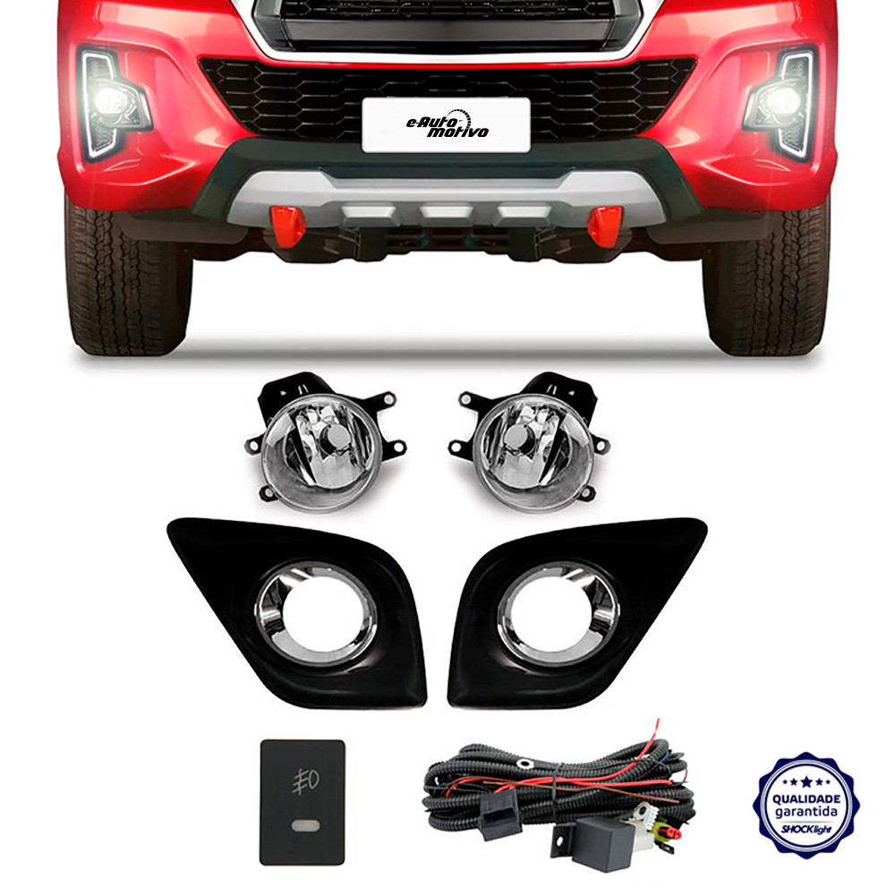 Farol de Milha Toyota Hilux 2016 a 2019 Shocklight Auxiliar Neblina Botão Original Kit