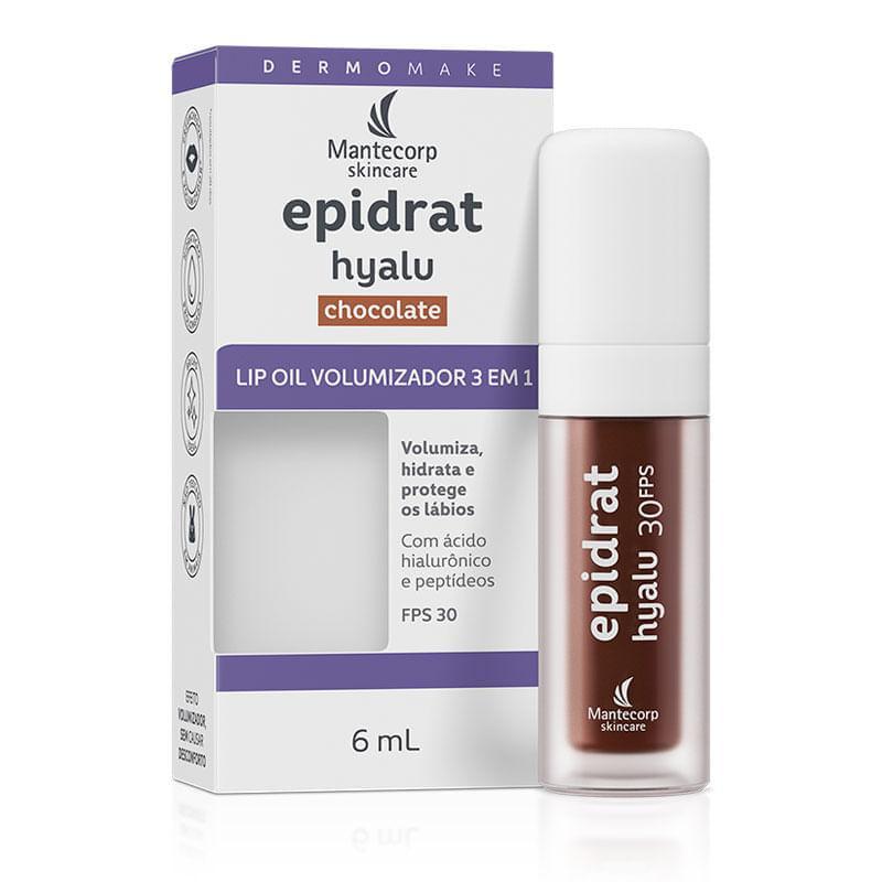 Hidratante Labial Lip Oil Volumizador 3 em 1 Epidrat Hyalu Mantecorp Skincare Chocolate FPS30 6ml