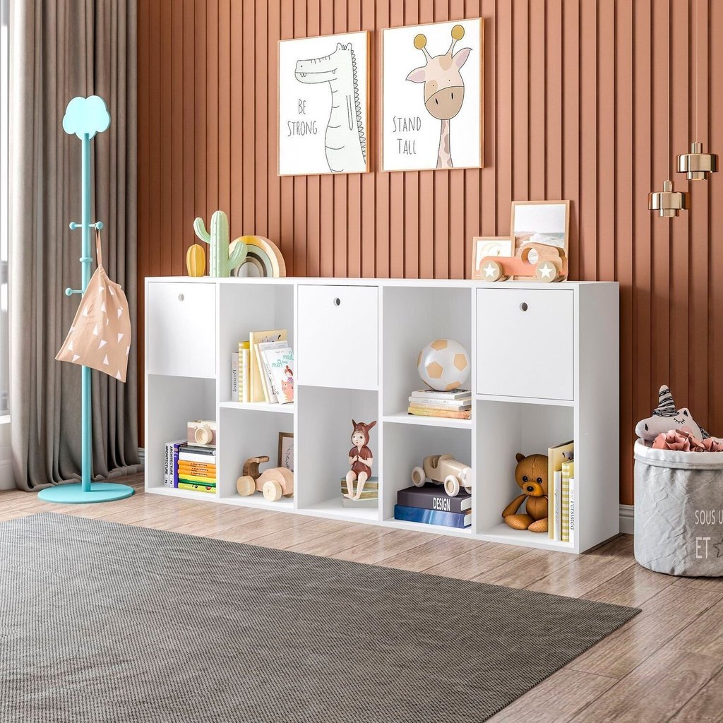 Estante Multiuso Quarto Infantil com 3 Caixas e 7 Nichos 159x74cm Maia em Oferta na Shopee