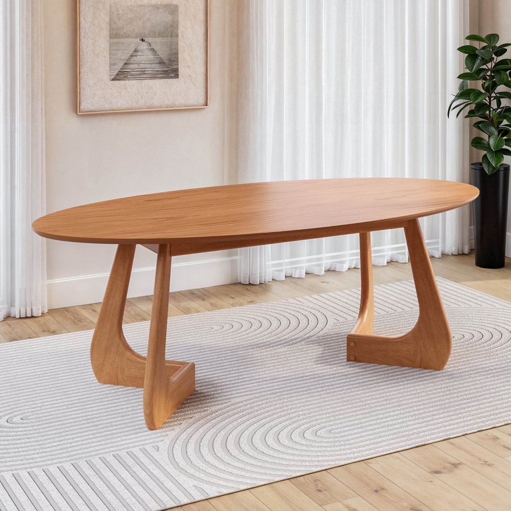 Mesa de Jantar Oval 6 Lugares 210x110cm Paineira CabeCasa MadeiraOriginals