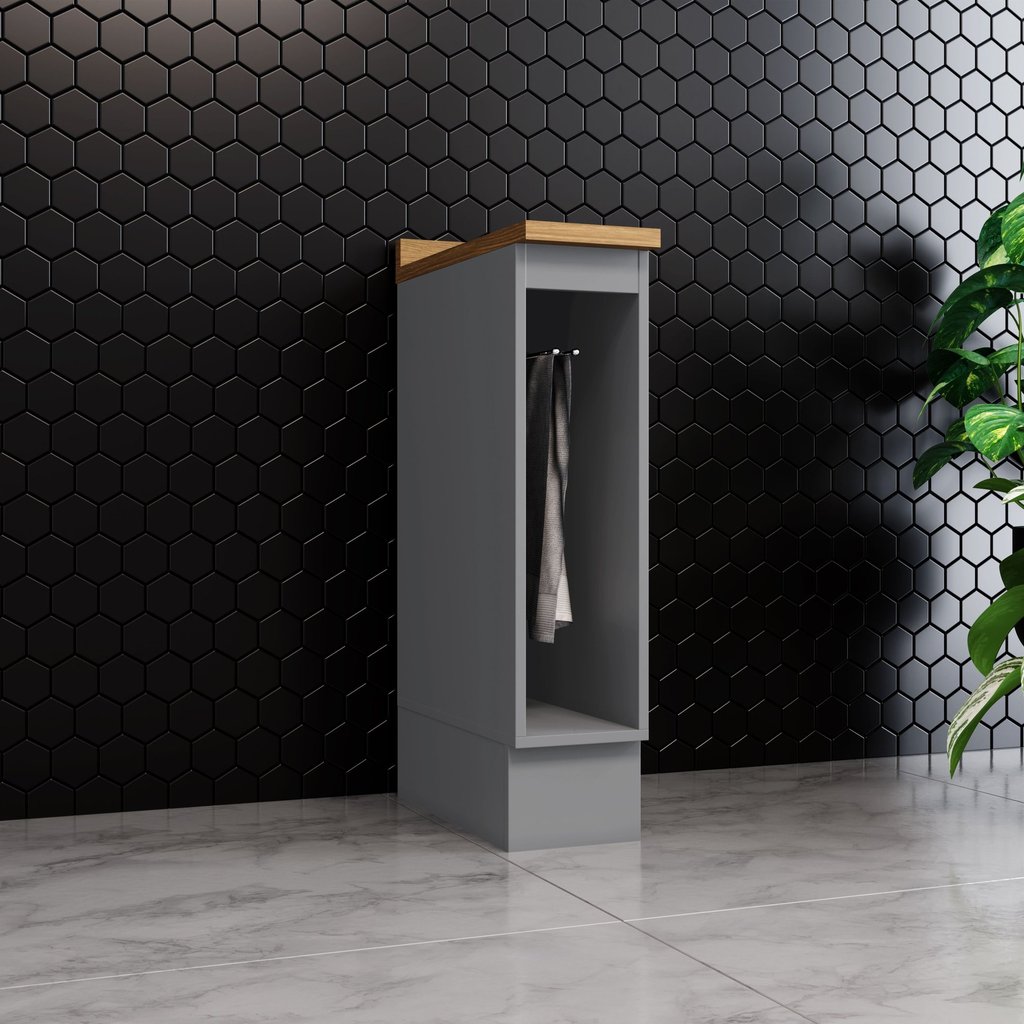 Balcão para Cozinha 20cm Porta Toalha com Tampo Emily Cinza Nature