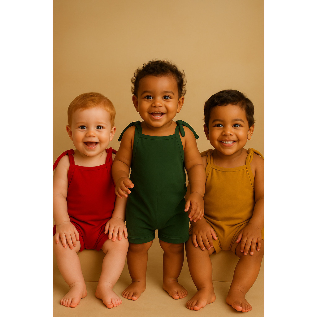 Kit 3 Jardineiras Roupa de Bebê Algodão – Estilo Boho Minimalista Para o Dia a Dia