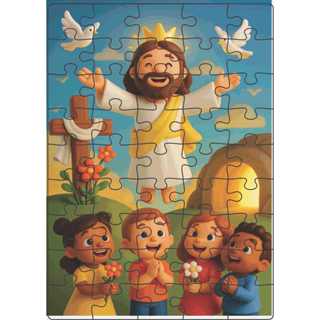 Quebra-Cabeça Jogo Infantil Educacional Jesus 45 peças 20x28 cm Feito em Madeira (MDF) em Oferta na Shopee