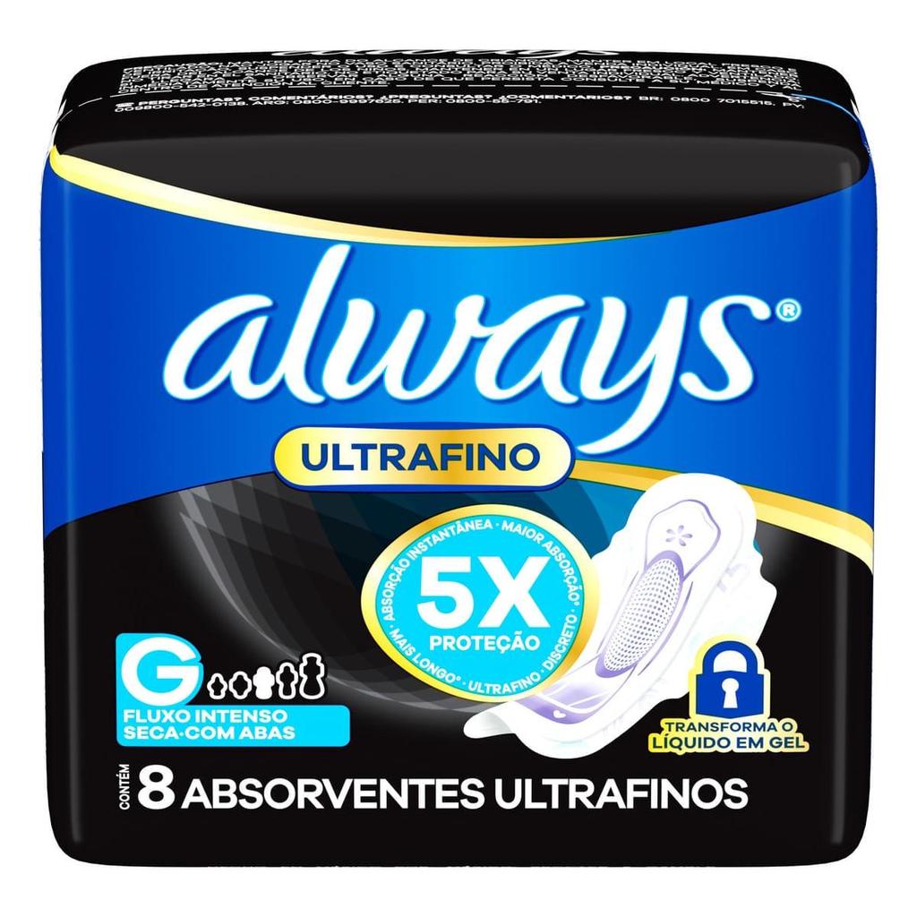Absorvente Always Ultrafino Seca Com Abas Tamanho G 8 Unidades em Oferta na Shopee