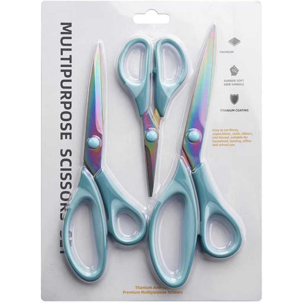 Conjunto de 3 tesouras artesanais, tesouras de lâminas afiadas de titânio multiuso Cores Varios