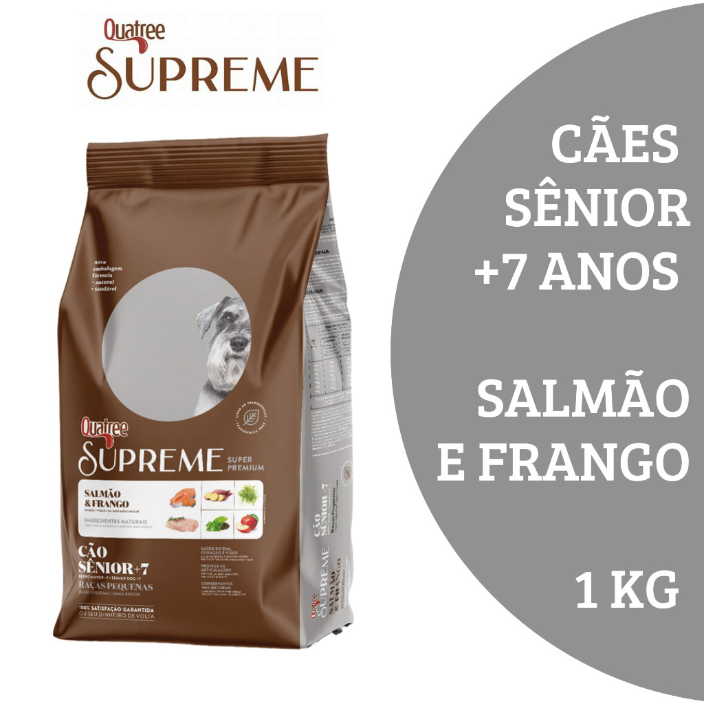 Ração Quatree Supreme para cães Senior +7 anos raças pequenas 1Kg salmão e frango