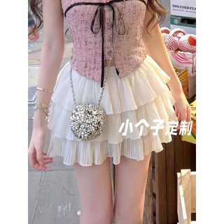 Estilo de balé menina quente branco fofo bolo saia curta feminino verão pequeno All-match Anti-reflexo saia linha a
