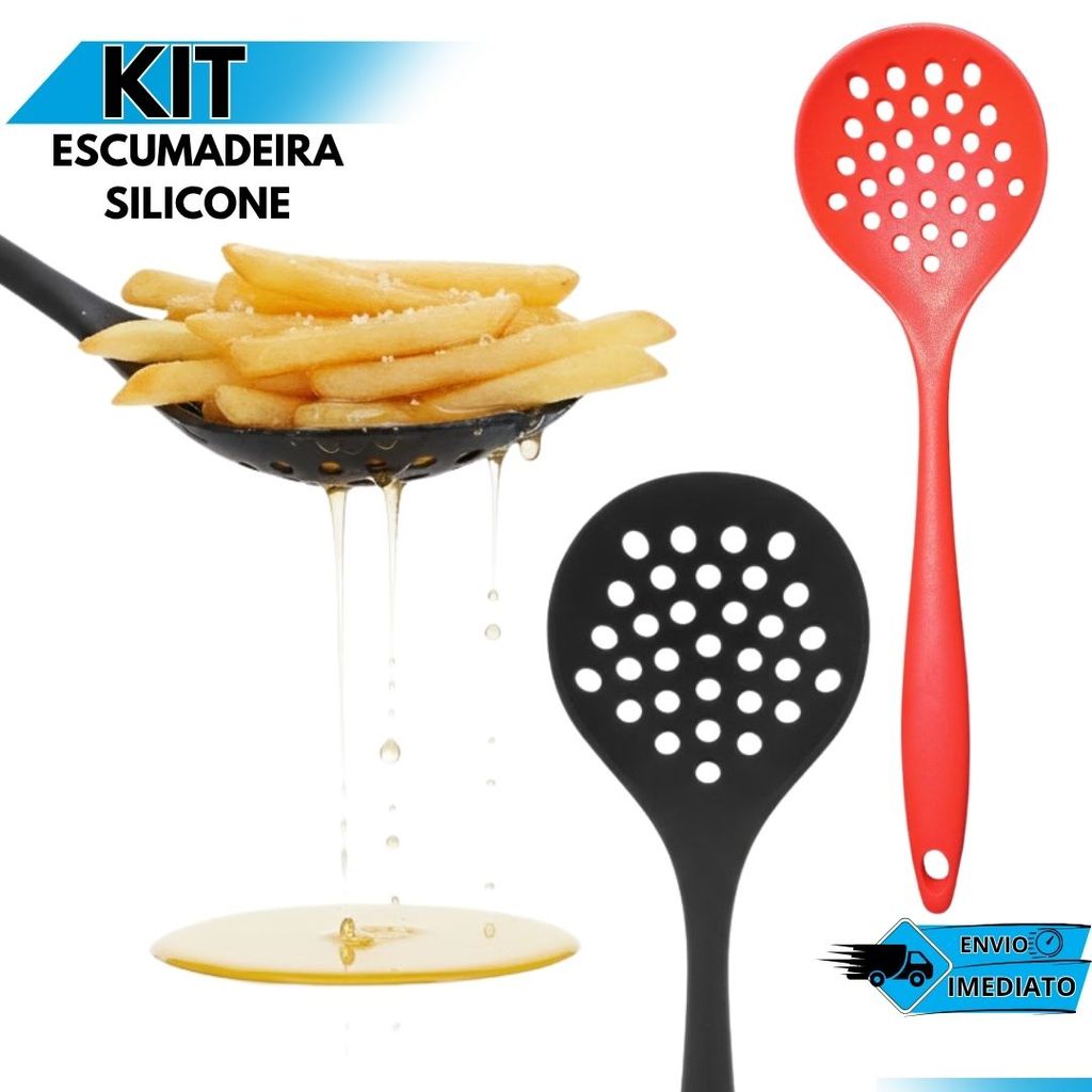Escumadeira de Silicone Antiaderente Utensílio de Cozinha Resistente ao Calor
