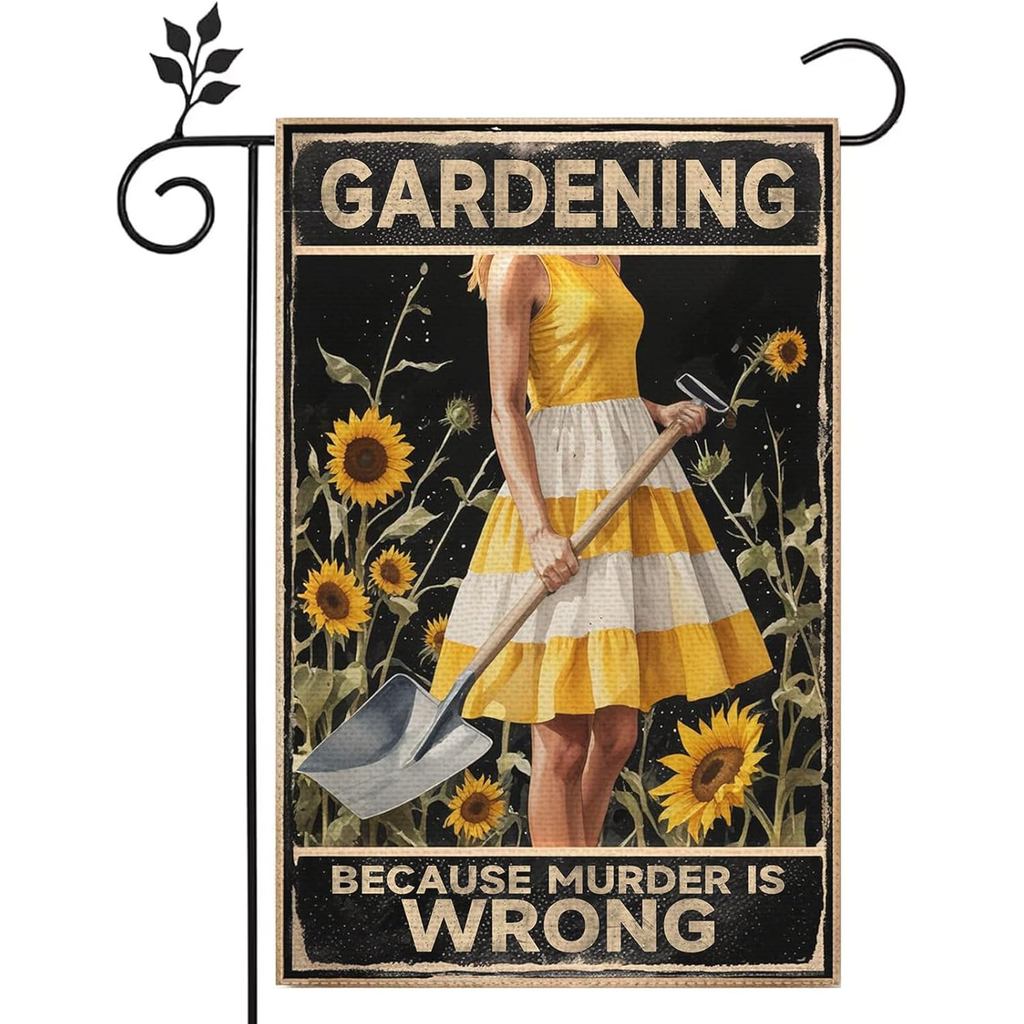 Cultivar não é fácil, bandeira engraçada de jardim de primavera 12x18 polegadas, dupla face, jardinagem porque assassina