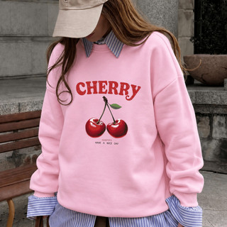 Moletom Feminino Gola Careca Estampado Cherry Algodão Quentinho
