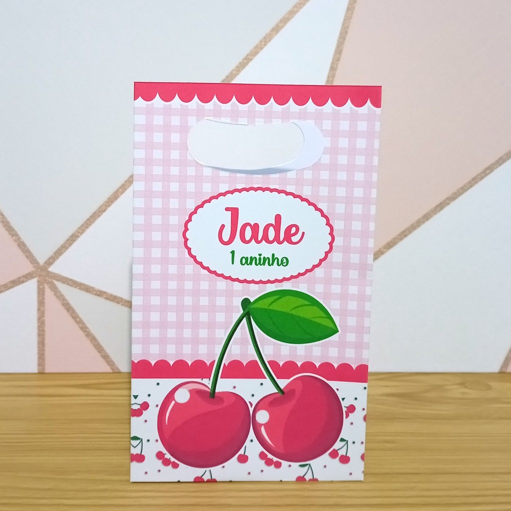 Sacolinha Personalizada Cerejinha Cereja | Lembrancinhas para Festa Infantil | Aniversário