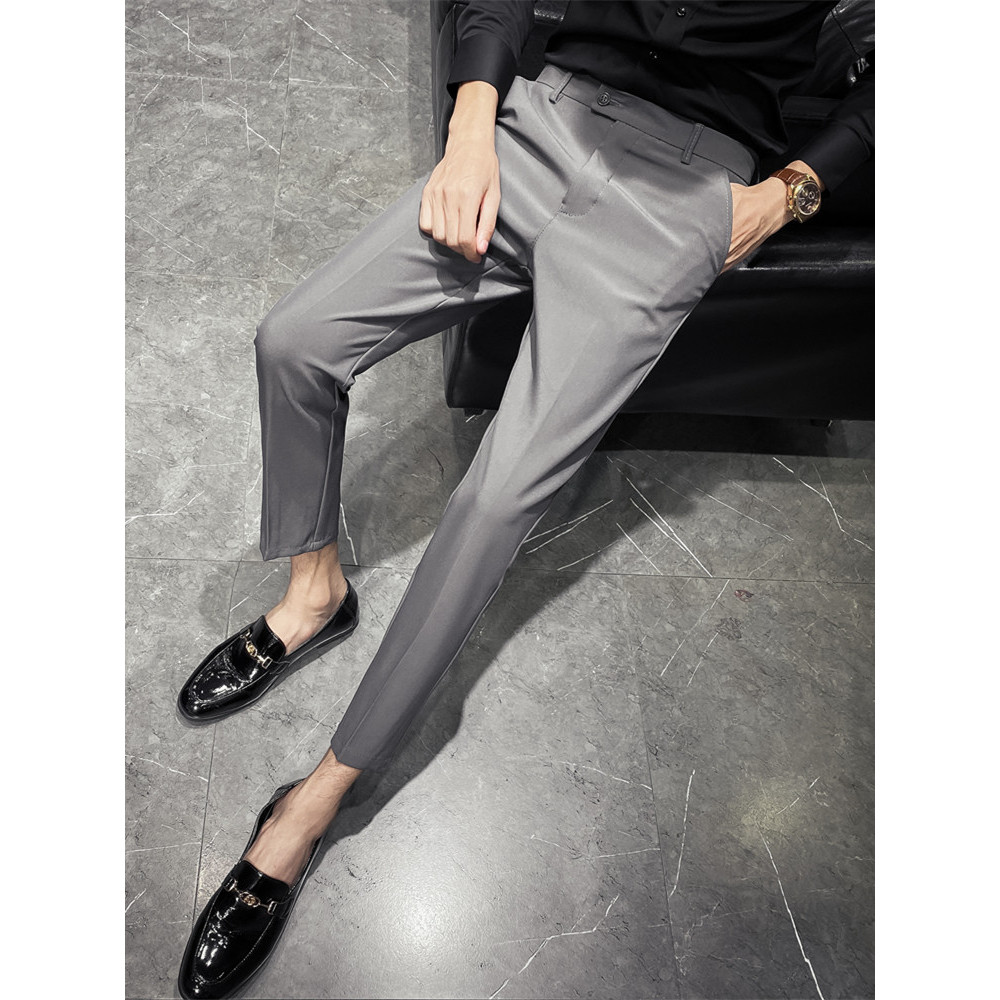 Primavera verão solto Street Wear terno calças masculinas versão coreana reta Drape magro-ajuste tornozelo comprimento c