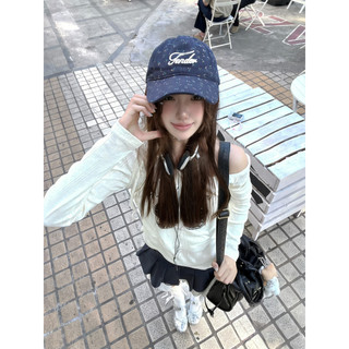 Versão coreana ins nicho Floral aba larga boné de beisebol feminino Dongdaemun na moda mostrar rosto pequena carta borda