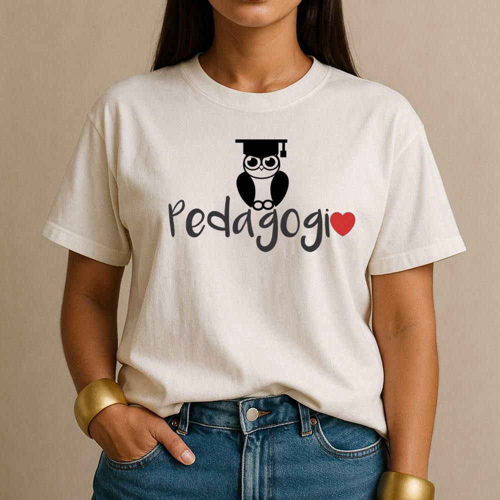 Camiseta Pedagogia Tshirt Feminina Manga Curta Profissão Professora Malha Algodão Confortável