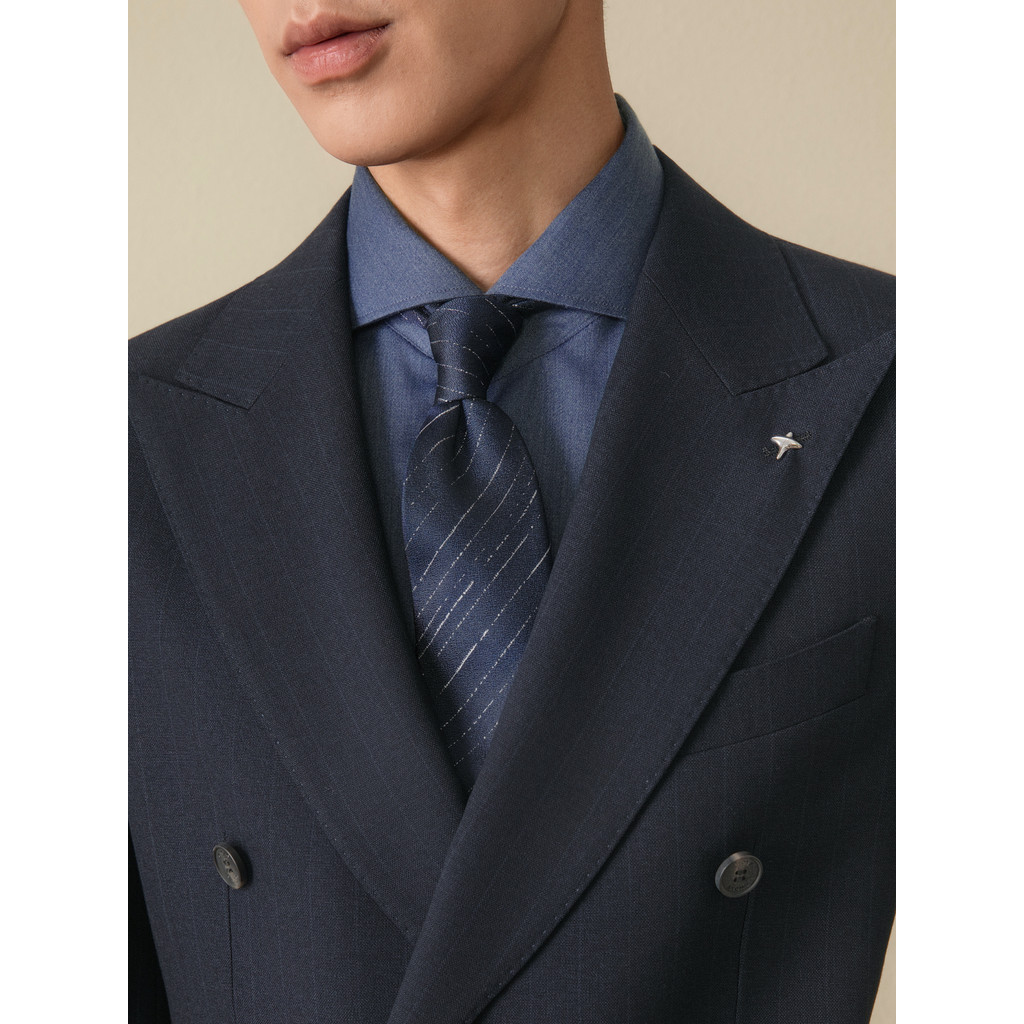 Giyomon Moda masculina Casual na moda gravata azul escuro listras negócios Formal Wear trabalho noivo gravata de casamen