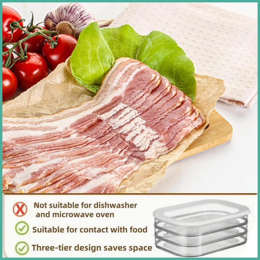 Organizador De Geladeira 3 Camadas Transparente Empilhável À Prova De Vazamento Recipientes Para Cozinha Comida Carne Qu